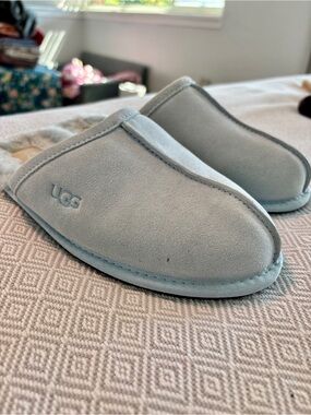 UGG Light Blue Suede Slide Slippers